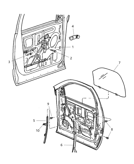 1989 Chrysler Fifth Avenue Glass Front Door Diagram for 55277254AA