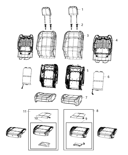 Cover Front Seat Back Diagram for 6PW42TX7AH