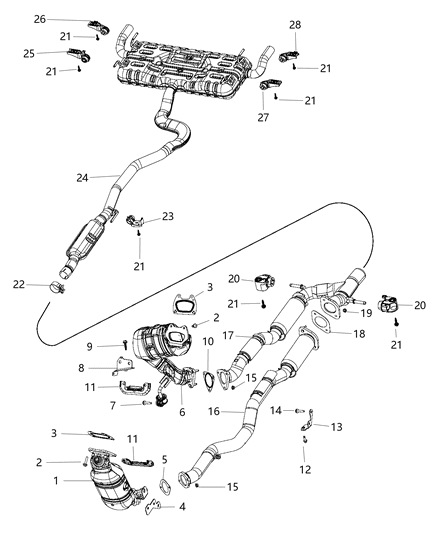 Muffler And Tailpipe Exhaust Diagram for 68109932AC