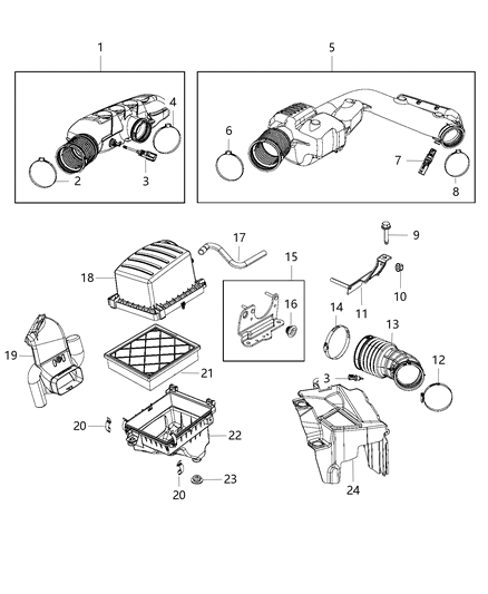 Resonator Air Cleaner Diagram for 68022204AC