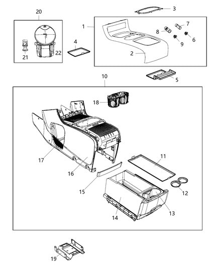 Panel Storage Compartment Diagram for 1VQ76LTUAA