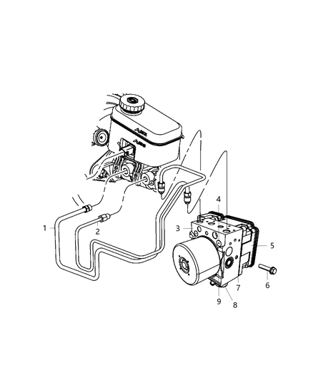 Tube Assembly, Brake Master Cylinder To HCU Primary Diagram for 68282418AB