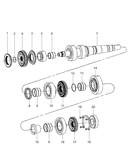 2008 Dodge Dakota Bearing Diagram for 5143920AA