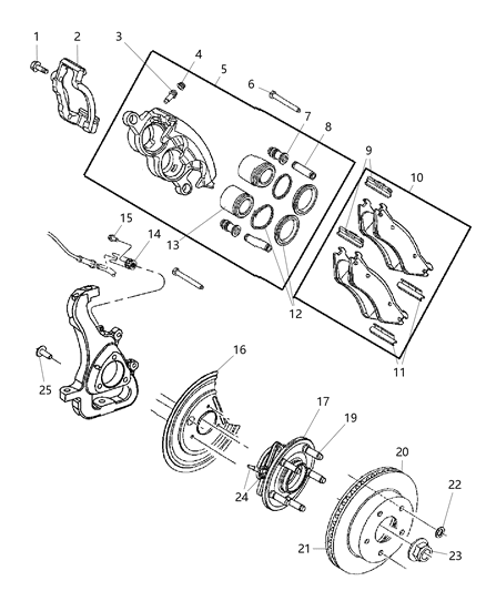 Pad Kit Front Disc Brake Diagram for 5080556AE