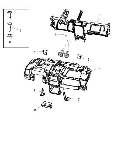1995 Chrysler Cirrus Instrument Panel Base Panel Diagram for 68110042AB