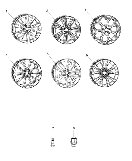 2008 Dodge Ram 2500 Wheel Aluminum Diagram for 5SH90RNWAB