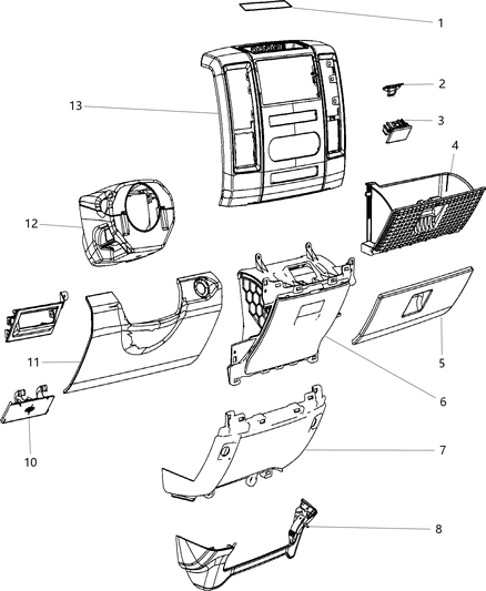 2014 Ram 2500 Bezel Instrument Panel Center Diagram for 1VY951X9AB