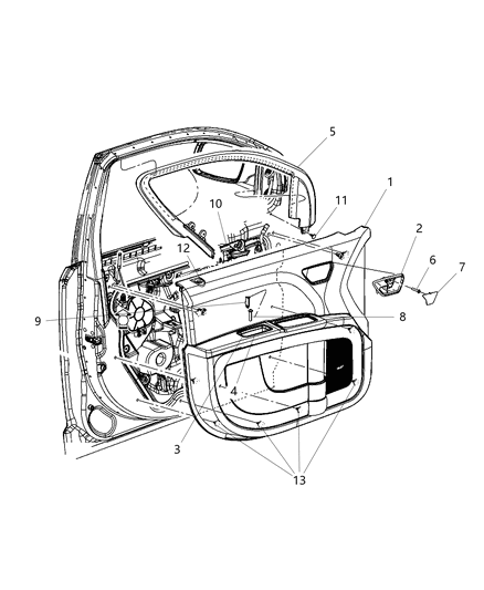 2015 Dodge Journey Panel Front Door Trim Diagram for 1QF25DX9AG