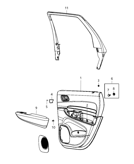 2013 Dodge Durango Panel Rear Door Trim Diagram for 1TA85GT5AE