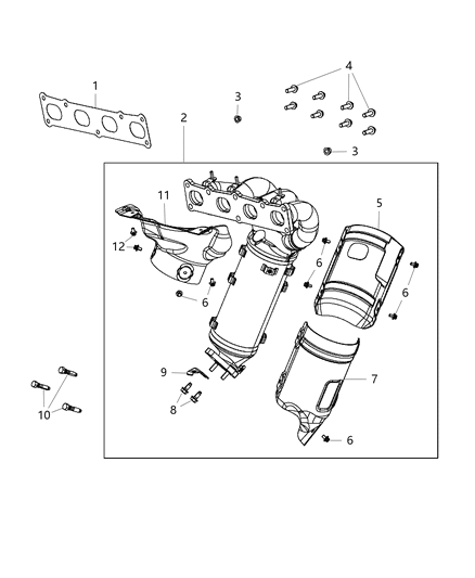 2016 Chrysler 300 Manifold Exhaust And Catalytic Converter Maniverter Diagram for 68197576AB