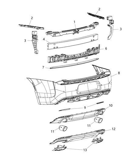 2005 Dodge Ram 2500 Bracket Fascia Support Diagram for 68266934AB