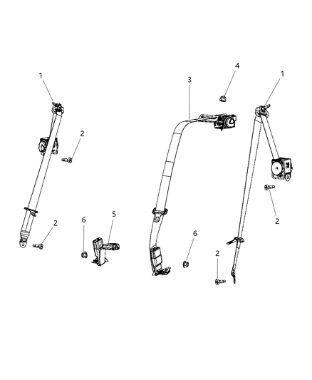 Seat Belt 2ND Rear Center Diagram for 1HU171X9AH