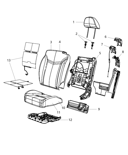 2014 Chrysler 200 Headrest Front Diagram for 1WU47DX9AB