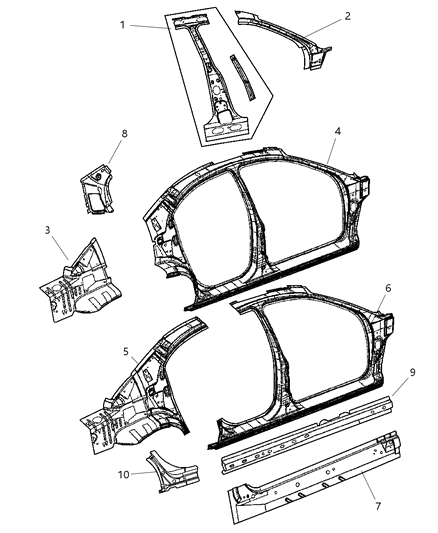 2017 Jeep Patriot Panel Package Bodyside Aperture Front Diagram for 5175292AA