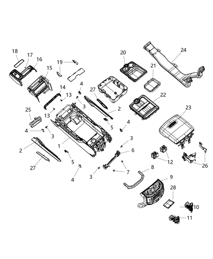 Bezel Center Console Diagram for 6TK95AAAAA
