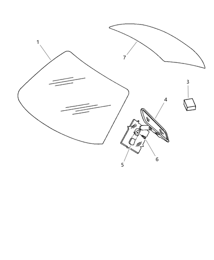 1999 Dodge Stratus Spacer Windshield Bottom Stop, Front Diagram for 4575699AA