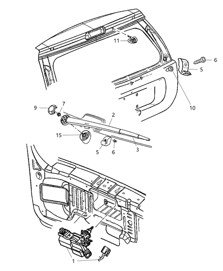 Blade Rear Window Wiper Diagram for 5139835AB