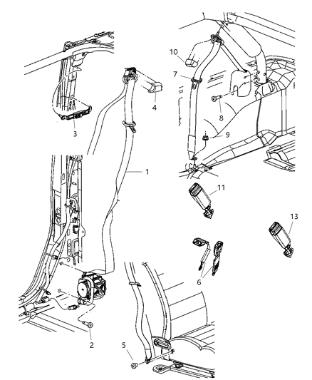 Seat Belt Rear Inner Right Diagram for 5KN771DVAA
