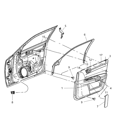 Panel Front Door Trim Diagram for 1LS961DVAA