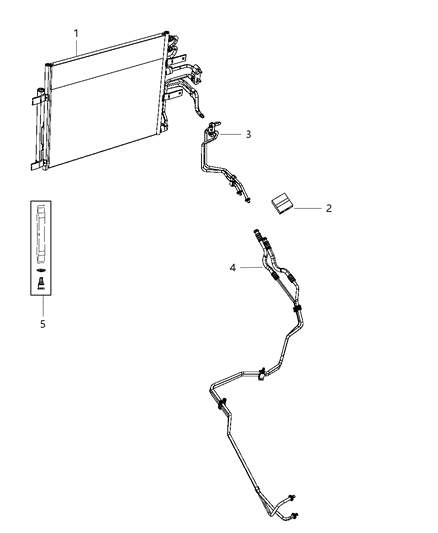 1992 Dodge Ramcharger Cooler Condenser & Transmission Cooler w/ Jumper Tube, Drier Diagram for 52014588AE