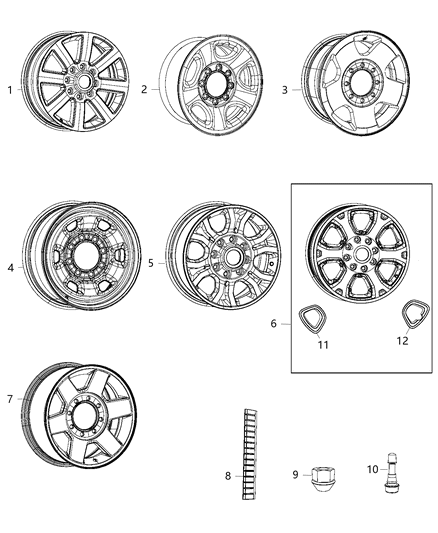 2014 Ram 2500 Wheel Aluminum Diagram for 1UD27AAAAA