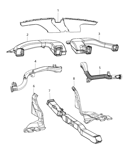 2016 Chrysler 300 Duct A/C Outlet Diagram for 68214145AB