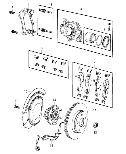 2019 Jeep Compass Adapter Disc Brake Caliper Front Diagram for 68267932AA