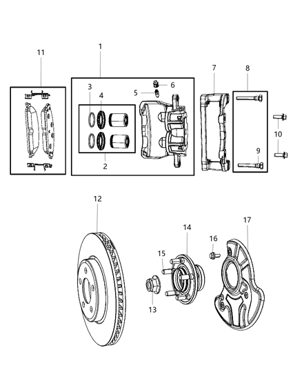 2009 Dodge Charger Rotor Brake Front Diagram for 4779197AE