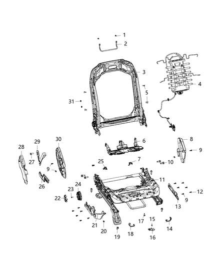 Frame Front Seat Back Diagram for 68276609AA