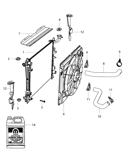 2004 Dodge Caravan Hose Radiator Outlet Diagram for 55038121AC