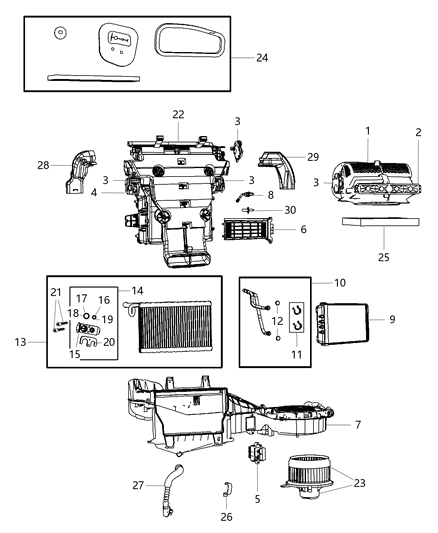 Housing Distribution: Doors, Levers, Links, Adapters Diagram for 68079501AA