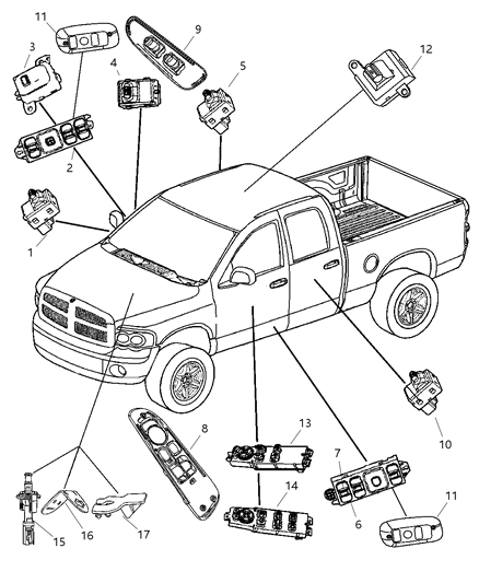 2007 Dodge Ram 1500 Switch Window And Door Lock Diagram for 56049804AB
