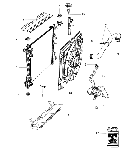 2016 Jeep Wrangler Hose Radiator Inlet Diagram for 55038028AD
