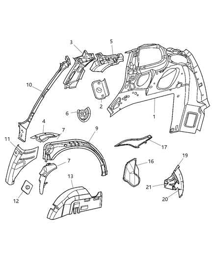 Bracket Quarter Trim Diagram for 4724724AA