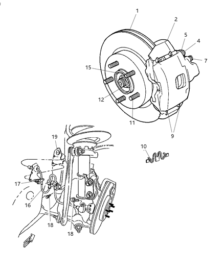Hub And Bearing Brake Diagram for 4593003AB