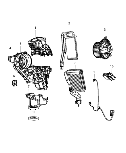 2019 Dodge Journey Housing Blower Motor Includes: Door, Actuator, Screws Diagram for 68038193AB