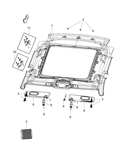 Visor Illuminated Includes Attaching Screws Diagram for 6TQ15PS4AA