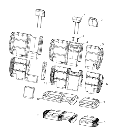 1987 Dodge D350 Cover Rear Seat Back Left Diagram for 6TT67NR3AA