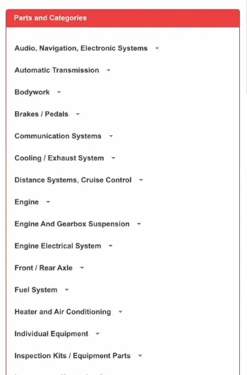 What should I do if the part I need does not appear in the category I searched? Step 2